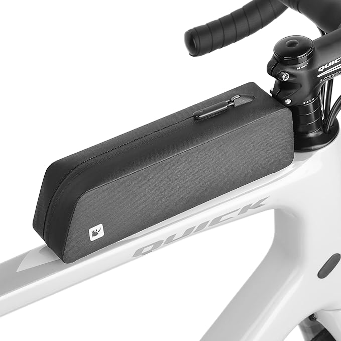 Bike Top Tube Bag Waterproof Small Top Tube Bag with Zipper Fully Waterproof and Stable Bicycle Frame Bag Professional Cycling Accessories for Mountain Road Bike Black