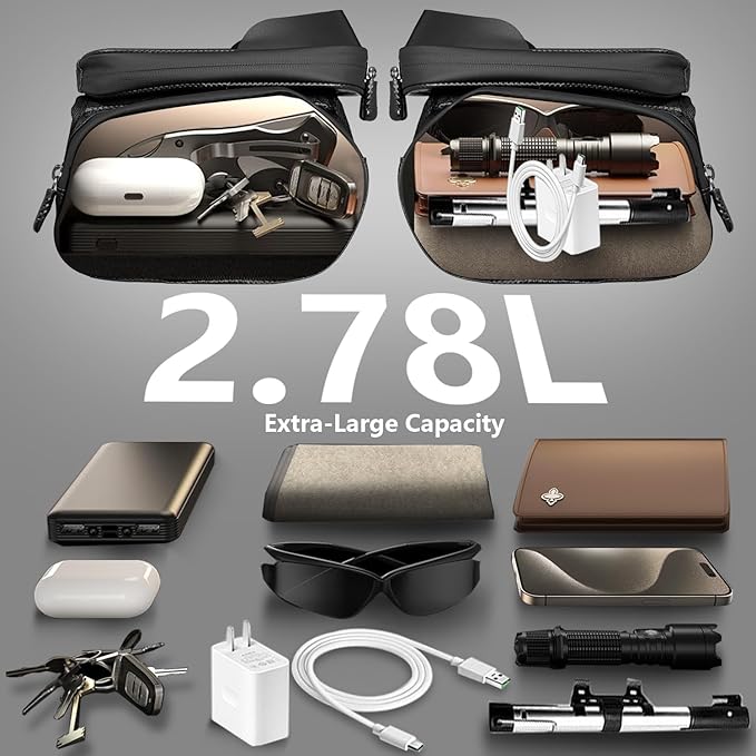 Bike Frame Bag - 2.73L Detachable Touchscreen Pouch w/EVA Hardcase & 360° Swivel, Waterproof Top Tube Bike Bag/Handlebar Mount for iPhone/Samsung up to 7" - MTB/Road/Ebike Accessories