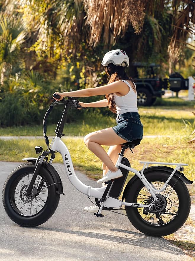 Heybike Ranger 2.0 Foldable Electric Bike for Adults, 20"×4 Fat Tire Ebike with 1400W Peak Motor, 28 MPH Max Speed, 600Wh Removable Battery, Up to 65 Miles Range, Front Suspension Step-Thru E Bike