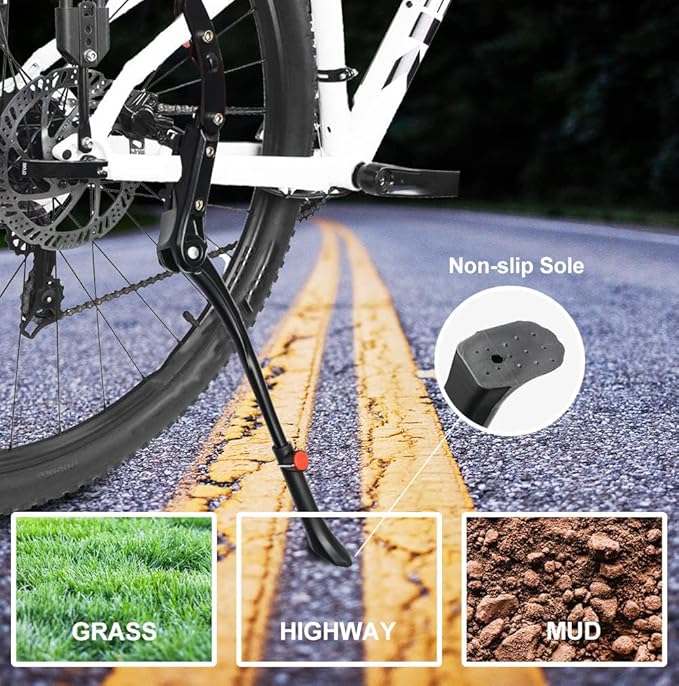 Bike Kickstand for Specialized Turbo Tero Turbo Vado Turbo Vado SL Venge Vita, Aluminum Adjustable Kickstand Foot Side Stand Suppor Rear Side Bicycle Stand with Non-Slip Rubber Foot,A