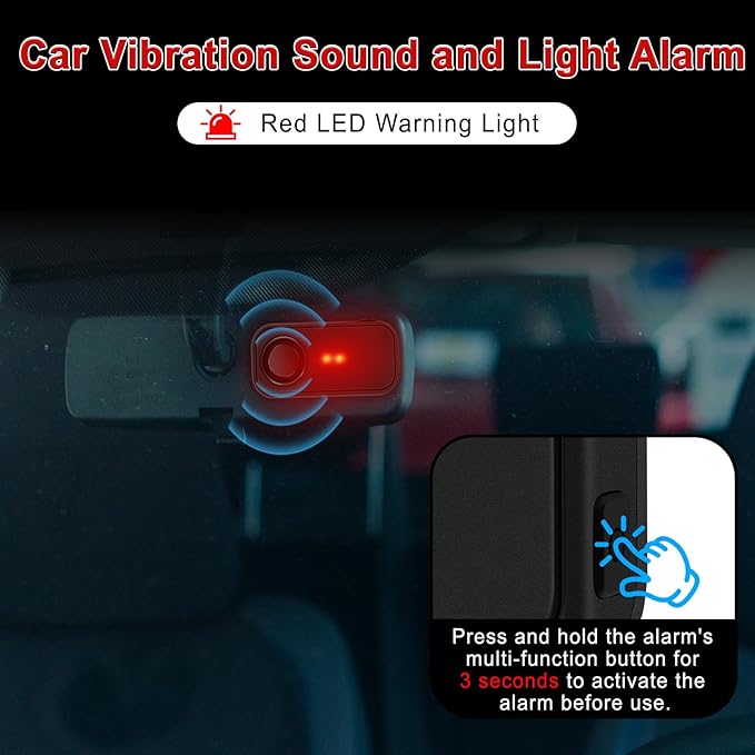 Car Alarm System, 113dB Fake Car Alarm, Motion Alarms for Cars with 2 Remotes Vehicle Security Alert Automotive Vibration Warning Interior Safety Red LED Light IP66 Waterproof