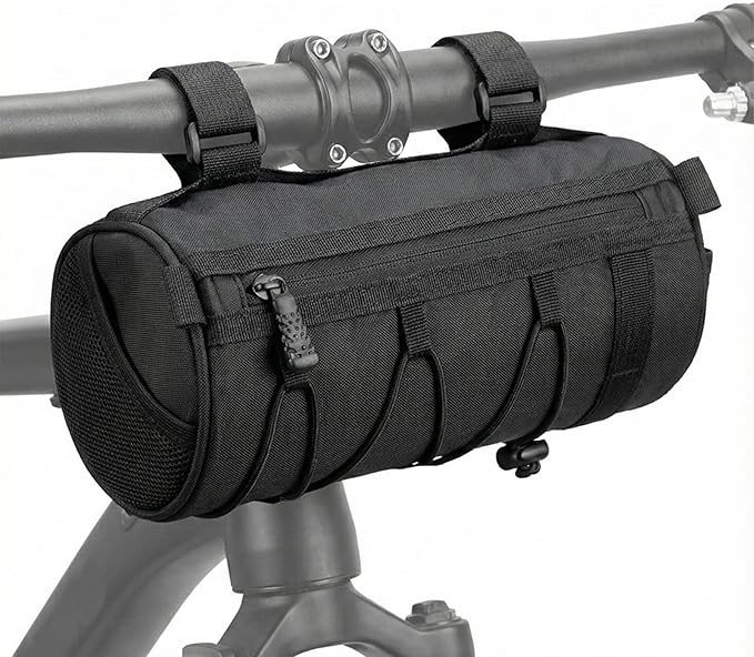 2.5L Bike Handlebar Bag, Waterproof Bicycle Front Bag with 2-Point Secure Straps, Lightweight Bike Pouch for Mountain Road Bikes and Commuting, Black 9.25 x 4.33 inch