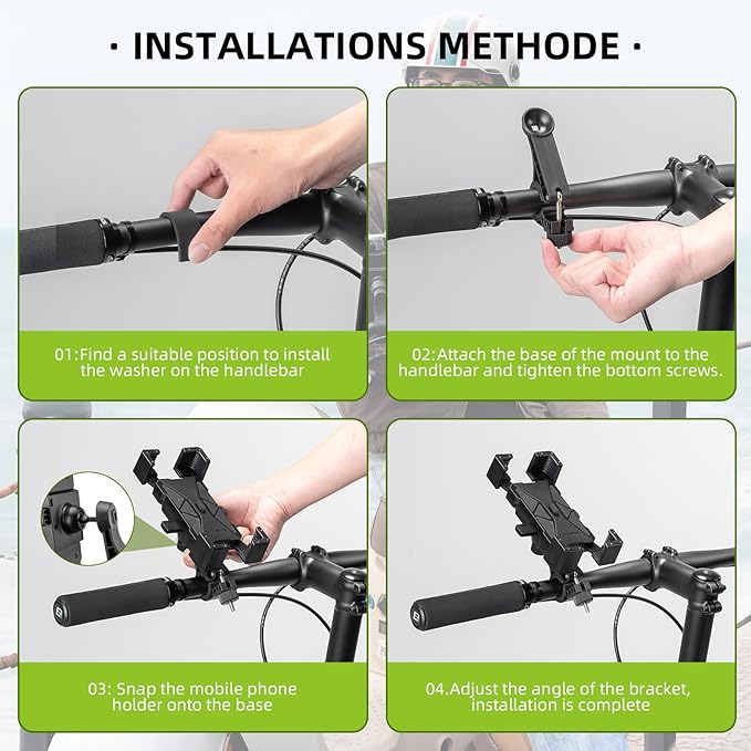 ROCKBROS Bike Phone Mount Holder,Motorcycle Phone Mount Phone Holder for Bike Motorcycle E-Bike Cell Phone Clamp for iPhone 16 15 Pro Max/ 14/13, Galaxy S10 and More 4.5-7.2"