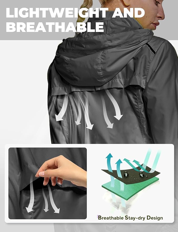 FitsT4 Sports Women's Cycling Running Jackets Lightweight Windproof Bike Windbreaker Reflective with Hooded
