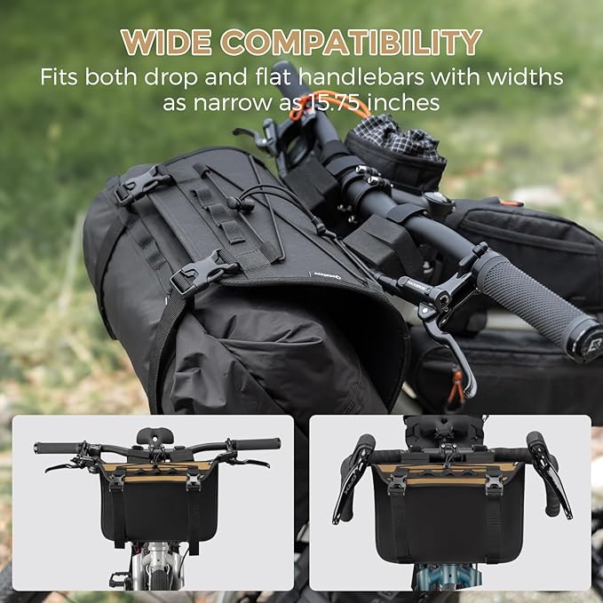 ROCKBROS Bike Handlebar Harness for Bikepacking, Front Rack System with Flexible Mounting Options, Large Capacity, Fits Dry Bags 3-12L (Khaki)