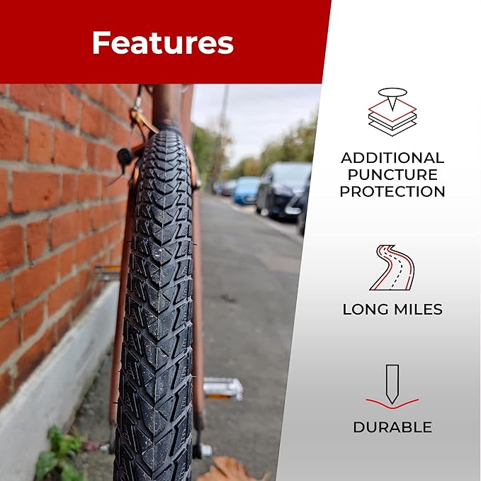 Fincci Gravel 700x35c Bike Tire with 2X Inner Tubes - Pair Foldable 700c Bike Tires, 37-622 with Nylon Puncture Protection 1mm - for Electric, Road, Folding, Hybrid Bikes, 60 TPI