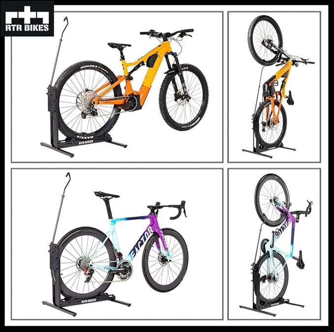 Brutus Up Vertical Bike Stand for Garage & Indoor – 2-in-1 Floor Rack for E-Bikes up to 66 lbs – Fits 24-29" Wheels & 3.5" Wide Tires – No Drilling Upright Storage