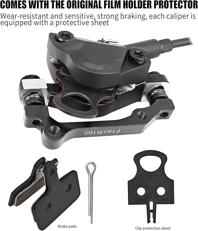 MT200 Hydraulic Disc Brake Set,2 Piston Left Front 850mm & Right Rear 1450mm, Aluminum Alloy Hydraulic Bike Brakes Mountain Bike Hydraulic Brake Fit 160mm Rotors Hydrauli Brake