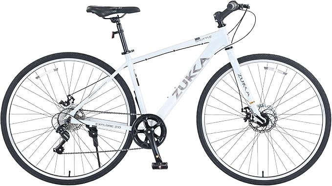 700C Hybrid Bike for Men & Women – 7 Speed Lightweight Aluminum City Bicycle with Dual Disc Brakes, 700x35C Tires, Comfortable Commuter Road Bike for Urban Riding