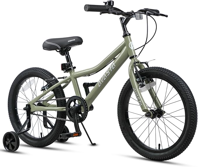 AVASTA Bilbo 18 20 24 Inch Kids Bike for Boys Girls 5-14 Years Old, Retro Style High Carbon Steel Bicycle with Adjustable Handlebars and Seat, Dual V-Brakes, Kickstand, Multiple Colors