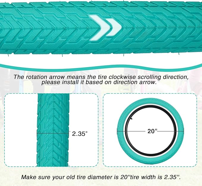 ZUKKA 20 x 2.35 Bike Tire 1/2 Pack 20 inch x 2.35 BMX Bike Tire Folding Replacement Tire for MTB Mountain Bike, BMX Bicycle Commuter Bike