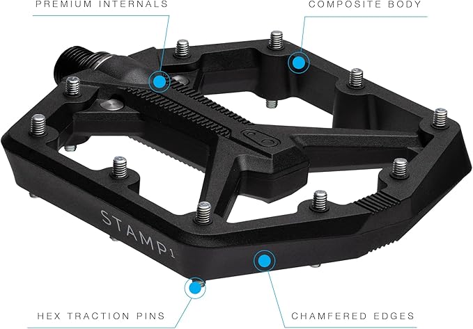 Crankbrothers Stamp Flat MTB Pedals - Size-Specific, Lightweight, Versatile, Durable Bike Pedals
