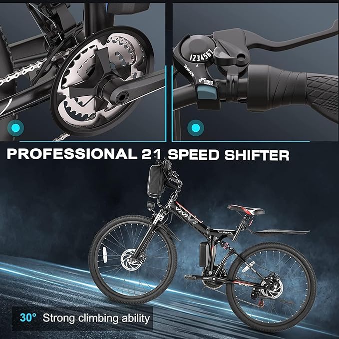 Vivi Electric Bike for Adults, 1000W Peak Folding Electric Mountain Bike 26'' Commuter Ebike 22MPH Foldable Ebike Adult Electric Bicycles with Battery, Dual Shock Absorber, SGS Certified to UL2849 | 750W Peak, Commuter Ebike, 22MPH, Removable Battery, ...