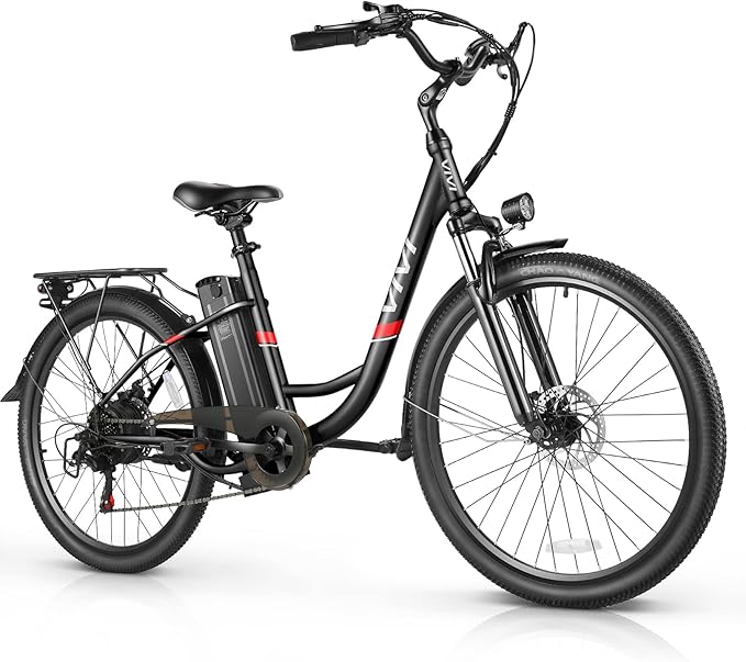 Vivi Electric Bike for Adults, 1000W Peak Ebike 26" Electric Cruiser Bike 22MPH Step Through Electric Bike with 48V Removable Battery, 7 Speed Electric City Commuter Bicycle, SGS Certified to UL2849