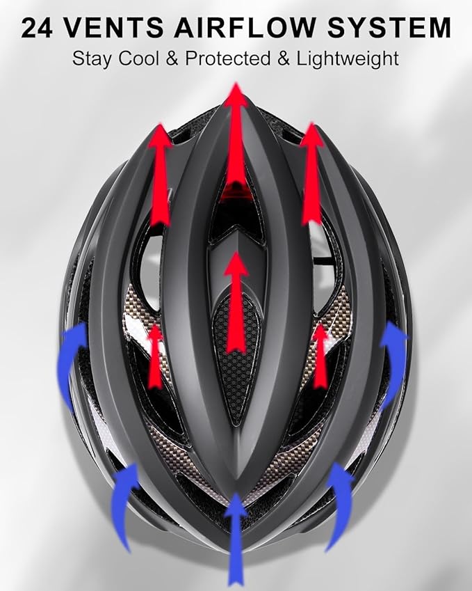 KINGBIKE Bike Helmet for Adult Men Women Youth Road Commute Mountain Cycling Helmets with USB Rechargeable Light Replaceable Padding and Visors Lightweight 20.4-23.6in