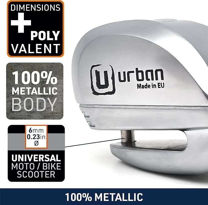 URBAN UR22 Alarm Disc Lock 120db ON/Off, Warning Function A+ Sensitivity Replaceable Alarm Module, High-end Waterproof, Longlife Battery, Electronic Reminder, Can be Carried with Bracket, Universal