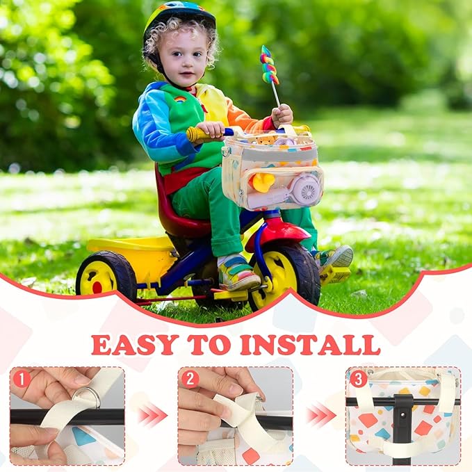 Kids Bike Scooter Front Mount Bike Basket, Waterproof Bike Rack Basket Handlebar Bag, Kids Basket for Bicycle Accessories Fit Most Boys, Girls, Toddlers Bike or Scooter