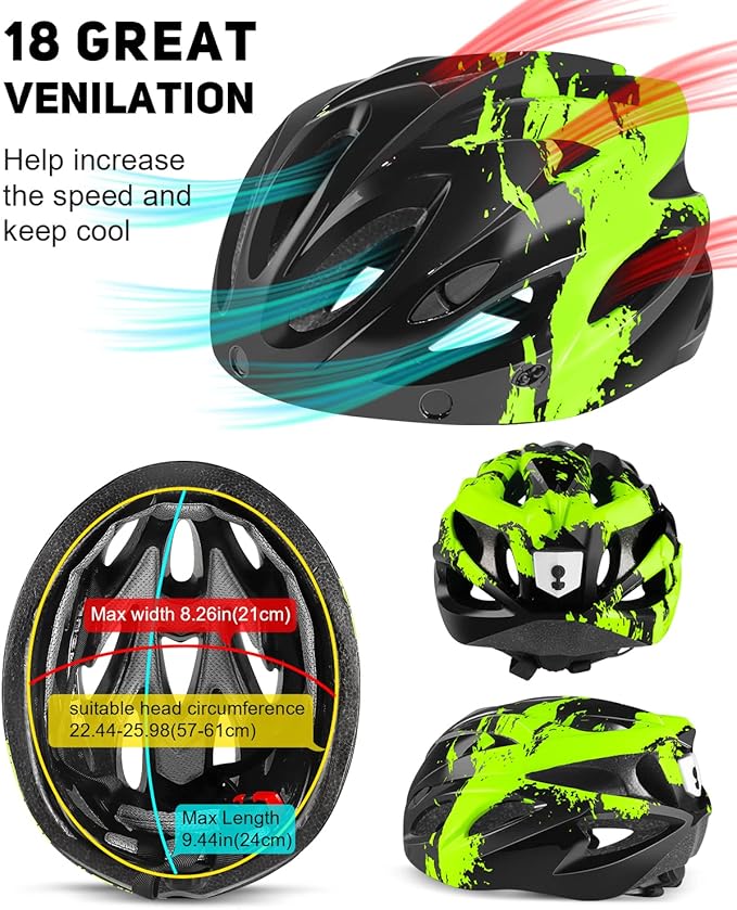 Bike Helmet with USB Rechargeable LED Light Detachable Goggles and Sun Visor, Mountain & Road Bicycle Helmets for Men Women Adult Cycling Helmets