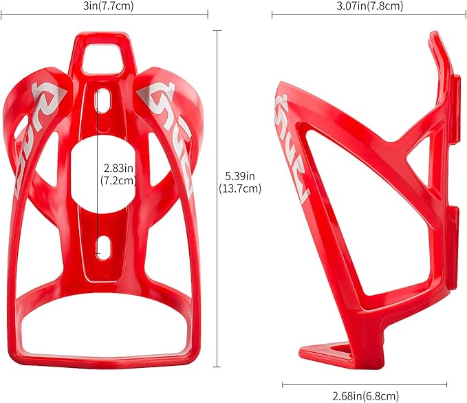 Bike Water Bottle Cage, Universal Bike Water Drink Holder, Durable Ultralight Plastic Water Bottle Holder for Bicycle, Cycling Bottle Cages for MTB, Road Bike, Mountain Bikes, 2 Pack - Red