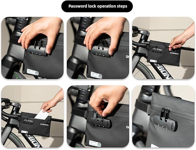 Top Tube Bike Bag for Bicycle with 3-Digit Lock - Water-Resistant Bicycle Frame Bag Secure & Minimalist Bike Pouch Fits Road & Mountain