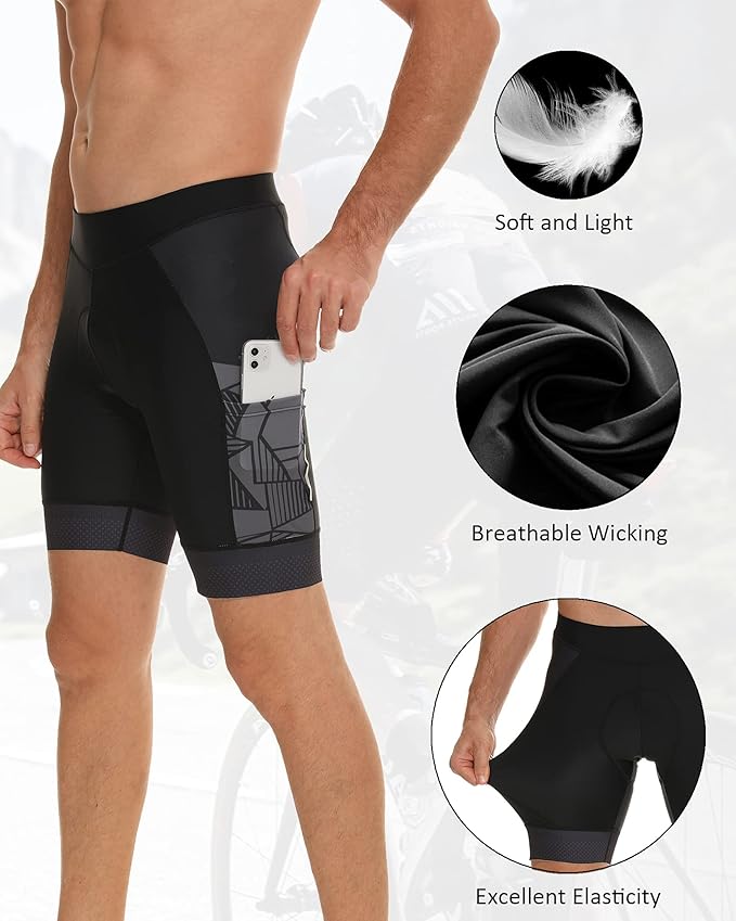 Padded Cycling Shorts Men's Cycling Underwear with 3D Padding Biking Bicycle Shorts Shock Absorb Comfortable Lightweight