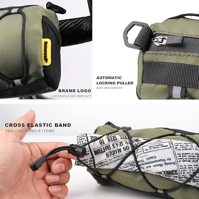 Rhinowalk Bike Handlebar Bag, Bicycle Front Bag Frame Storage Roll Bag Mountain Road Bikes Commuter Shoulder Bag Professional Cycling Accessories