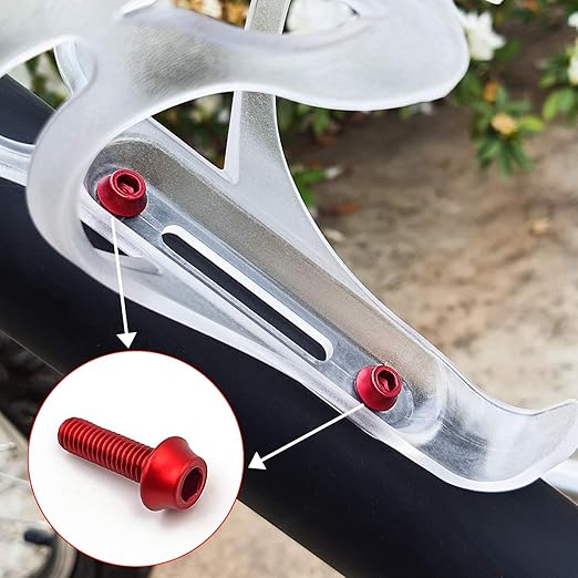 ONIPAX Aluminum Water Bottle Cage Bolts M5 x 16mm Pack of 4 pcs (Red)