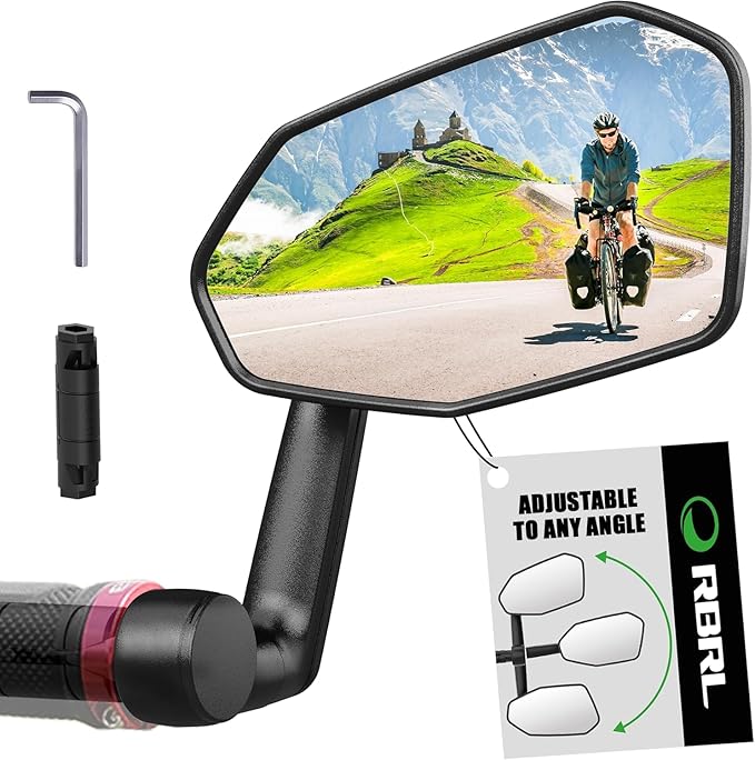 RBRL Bicycle Mirror, Extra Large Bike Mirror, 360° Adjustable Shatterproof and Durable Bar End Rear View Mirror Bike, Bicycle Side Mirror for E-Bike (Right)