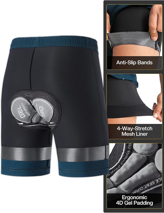 ARSUXEO Mens Mountain Bike Shorts Loose Fit Padded Bike Shorts Cycling Shorts Water-Resistant