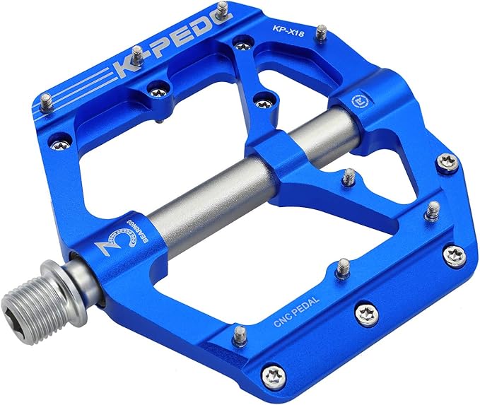 Aluminum Alloy 9/16" Bike Pedal MTB Wide Platform Flat Non-Slip Bicycle Pedals with 3 Bearings for Mountain Bikes, Road, BMX