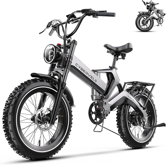 1000W(Peak 2000W) Folding Electric Bike for Adults,up to 35MPH 100Mile,48V 25Ah Removable Battery,20" x 4.0 Fat Tire Foldable Electric Bicycle,8-Speed Electric Mountain E-Bike,Commuter Ebikes