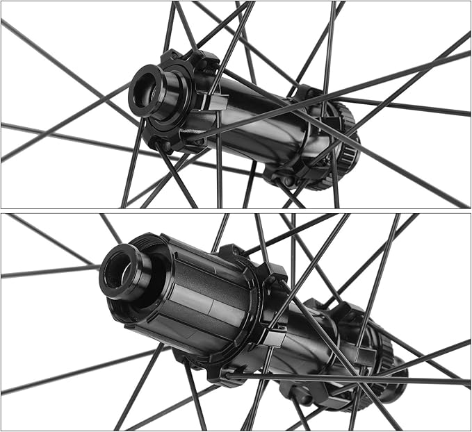 Carbon Road Bike Wheelset, 700C Snowflake Pattern Clincher Bicycle Cycling Racing Wheelset, 50mm Deep Stability Aerodynamic Wheel