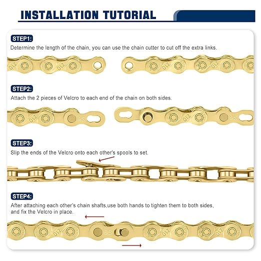 Bike Chain, 10 Speed Bike Chain 1/2" x 11/128" 116 Links Bicycle Chain for Road Mountain Folding Racing Cycling Bikes (Gold-10 Speed)