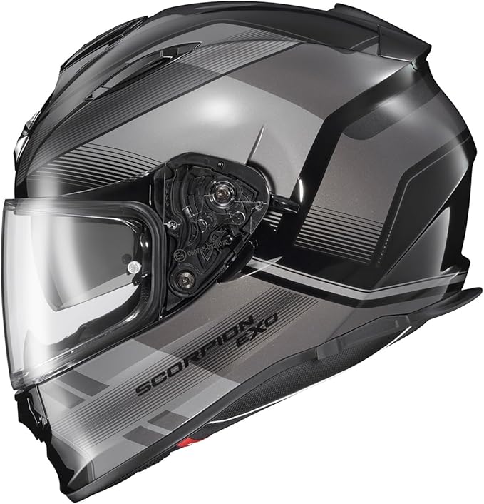 ScorpionEXO Ryzer Full Face Motorcycle Helmet with Pinlock Ready Shield with Integrated Speaker Pockets DOT ECE Approved Edge (Dark Grey - 2X-Large)