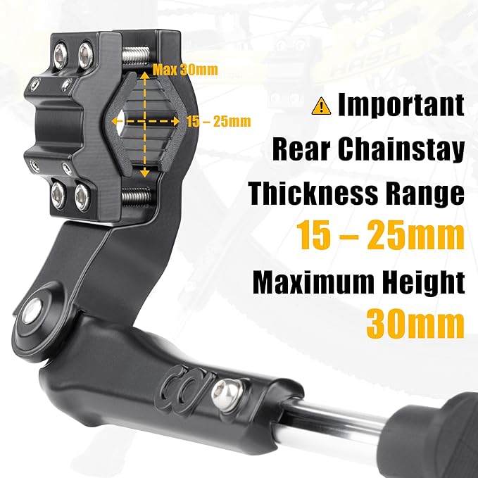 CyclingDeal Adjustable Rear Mount Bicycle Kickstand | Sturdy & Durable Bike Kickstand for 24-29" Adult & Kid Bicycles, MTB & 700C Road/Hybrid Bikes | Premium Quality Full Aluminium w/New Clamp Design
