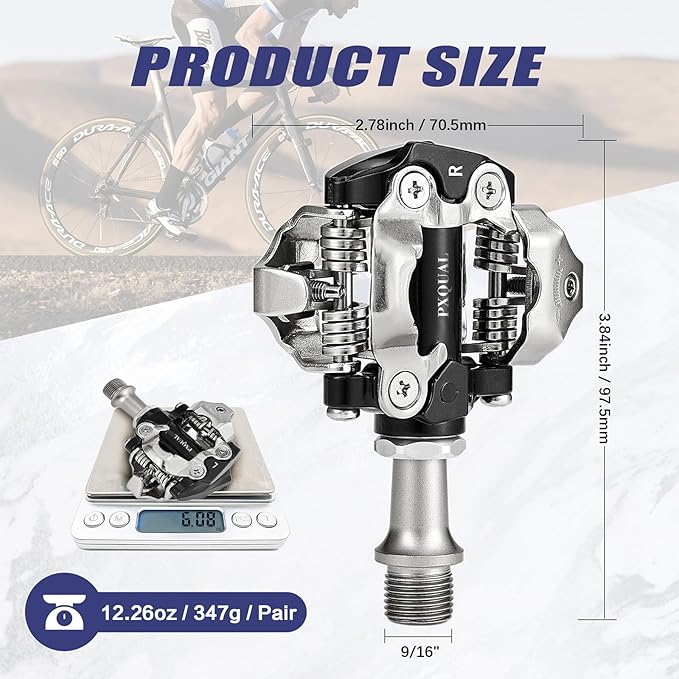 SPD Bike Pedals, 9/16 "Mountain Bike Pedal, Aluminum Alloy Sealed Clipless Pedals Compatible with SPD Type Cleats - Easy Clip in & Out