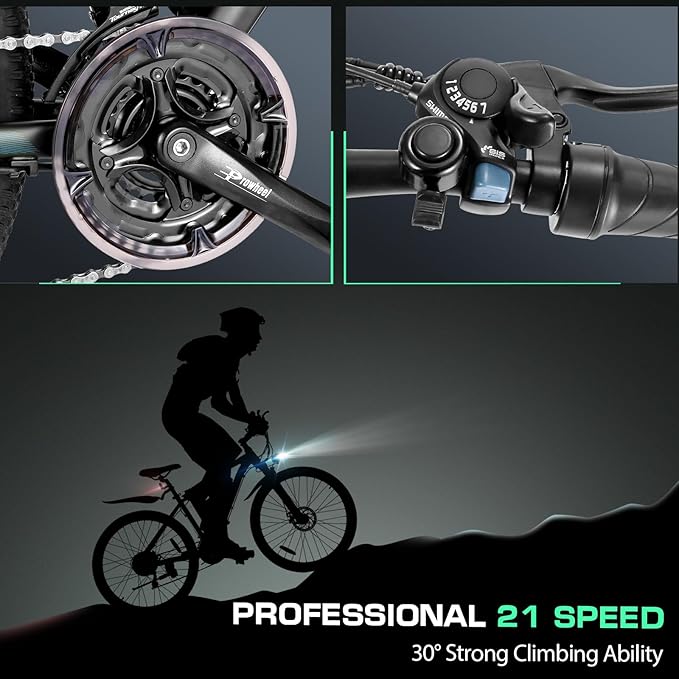 Vivi Electric Bike for Adults, 27.5" Electric Mountain Bike, Peak 1000W Ebike 22MPH Electric Bike with 48V 499.2WH Battery, Up to 50 Miles, 21 Speed Adult Electric Bicycles, SGS Certified to UL2849