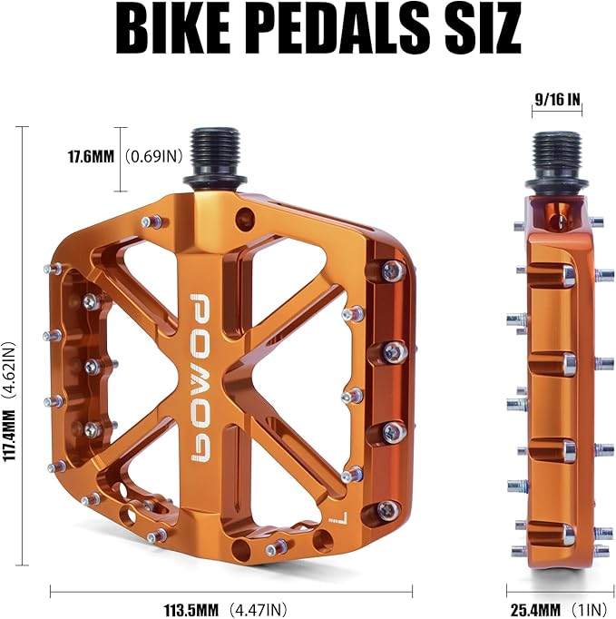 Bike Pedals 9/16" Lightweight Non-Slip Bicycle Platform Pedals - Fits Most Adult Bikes & Mountain Bikes &MTB, Road Bikes and Slip-Resistant Design