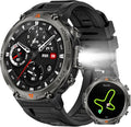 Military Smart Watches for Men Built-in GPS with LED Flashlight Compass, 3ATM Waterproof Rugged Tactical Smartwatch with Text and Call, 1.45" HD Fitness Tracker with HR SPO2 Monitor for iPhone Android