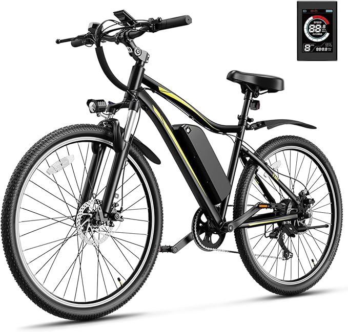 Heybike YM1 Electric Bike for Adults, 1200W Peak Brushless Motor, up to 50Miles, 28mph Max Speed Electric Mountain Bike, 480WH Removable Battery Ebike, 27.5'' Tires, 7-Speed and Front Suspension