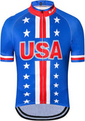 Cycling Jersey Short Sleeve USA Style Bike Tops with Pocket Reflective Stripe