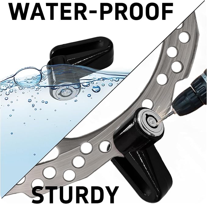 Heavy Duty Motorcycle Bike Disc Brake Lock, Anti-Theft Waterproof Wheel Lock Safety Disc Lock Padlock for Scooters and Mountain Road Cycling with Two Keys(Black)