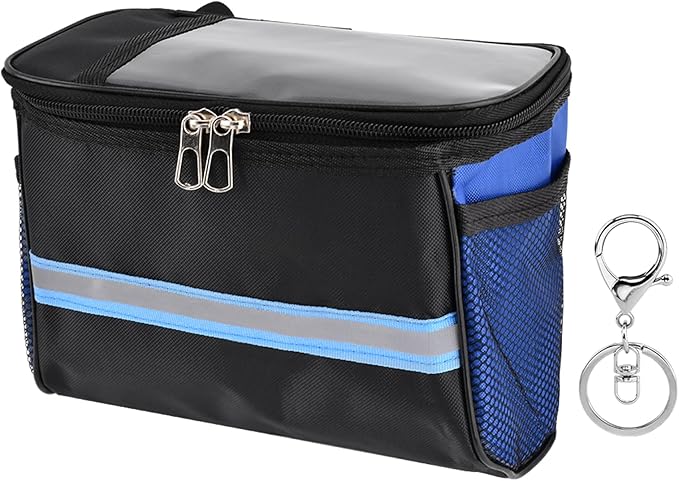 Kids Bike Basket, Front Frame Scooter Basket Bag, Bicycle Handlebar Bag for Boys Girls with Zipper, Bike Decoration for Most Children's Bikes Like Tricycle, Balance Bik-e(COLOR:Blue)