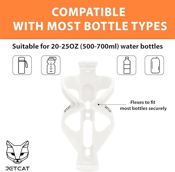 Bike Water Bottle Holder – Bike Cup Holder & Bike Water Bottle Cage for Bicycle, MTB, Mountain, Gravel, Road, eBike | Adult/Kids, Carbon Fiber Biking Accessories White