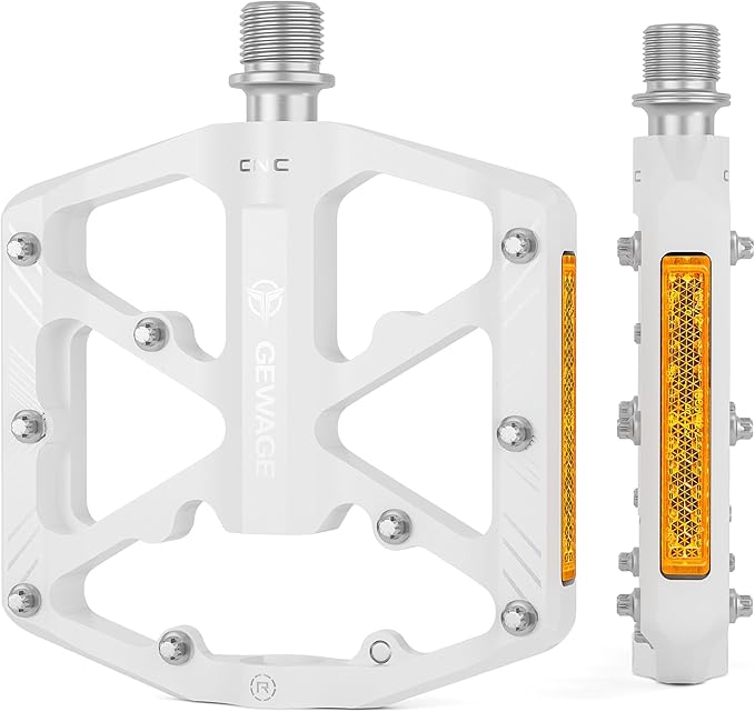 Bike Pedals 9/16 Inch - Bicycle Pedals with Reflectors - 3 Sealed Bearings MTB Pedals Wide Platform Pedals for Mountain Bike, BMX, Road Bike Pedals
