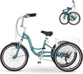 MOPHOTO Adult Folding Tricycle, 7-Speed 3 Wheel Bike for Adults, Seniors, Women & Men, 20/24/26 Inch Low Step-Through Trike with Large Rear Cargo Basket, Adjustable Seat, Space-Saving Cruiser Bicycle