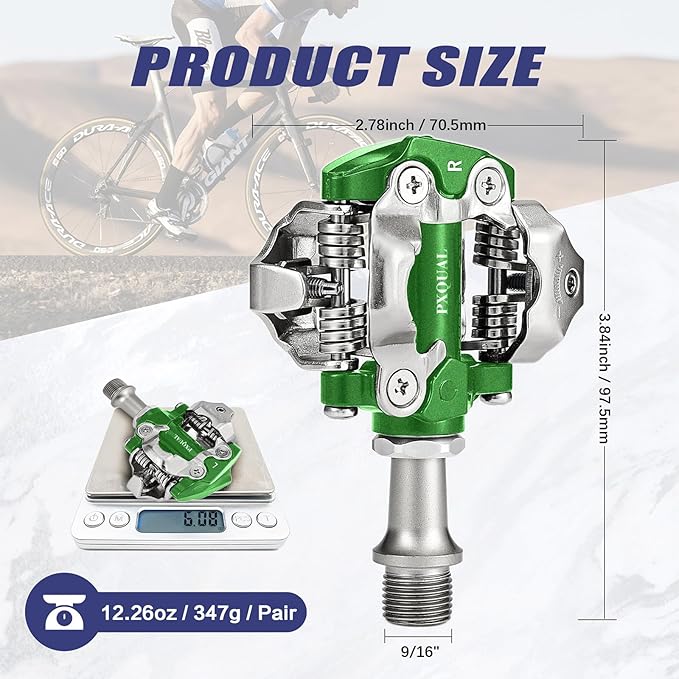 SPD Bike Pedals, 9/16 "Mountain Bike Pedal, Aluminum Alloy Sealed Clipless Pedals Compatible with SPD Type Cleats - Easy Clip in & Out