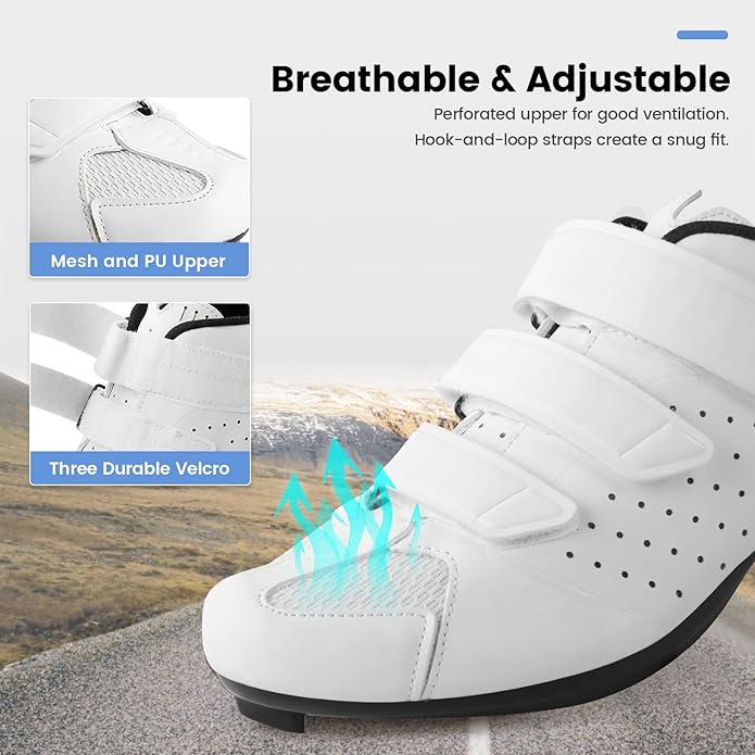 Men's Cycling Shoes – 2 & 3 Bolt Look Delta Cleat Spin Bike Shoes - Compatible with SPD Clips – Perfect for Indoor & Outdoor Road Cycling