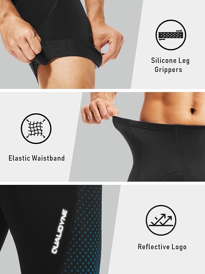 Qualidyne Men's Cycling Bike Shorts 3D Padded Biking Pants Cycle Shorts