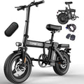 Tomofree Folding Electric Bike for Adults 20-24MPH Peak 750W EBike, 48V 20AH Removable Battery for Electric Bicycles, 40Miles Max Range, 10 Shock Absorbers, 14'' Fat Tire Foldable E-Bike, PAS E Bike